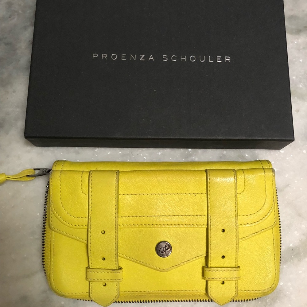 Proenza Schouler Yellow Leather Zip Wallet